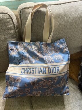 Dior Blue and Cream butterfly tote bag